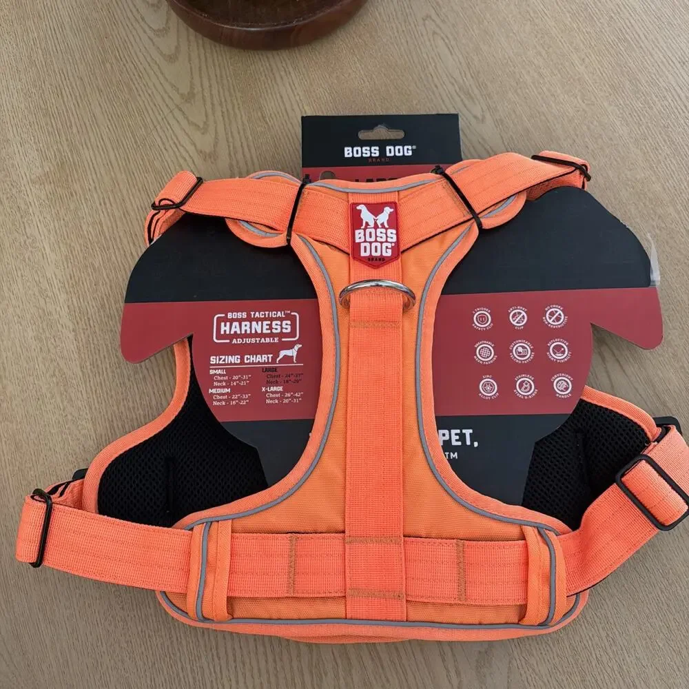 Boss Dog Harness With Boss Clips, Hunter Orange - large